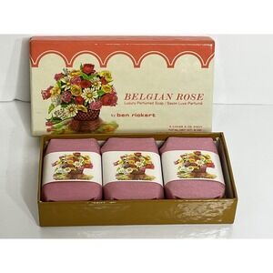 Vintage Belgian Rose By Ben Rickert Luxury Perfumed Soap 3 Cakes 3 oz Each USA